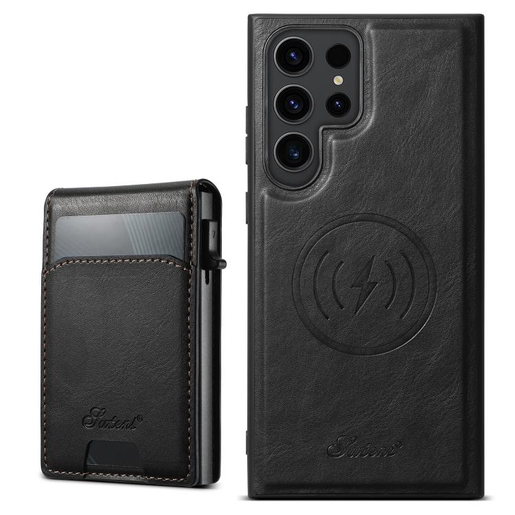 For Samsung Galaxy S25 Ultra 5G Suteni H19 Oil Wax 2-in-1 MagSafe Removable Card Box Back Phone Case(Black) - free shipping - PMC TechLife - Order now!