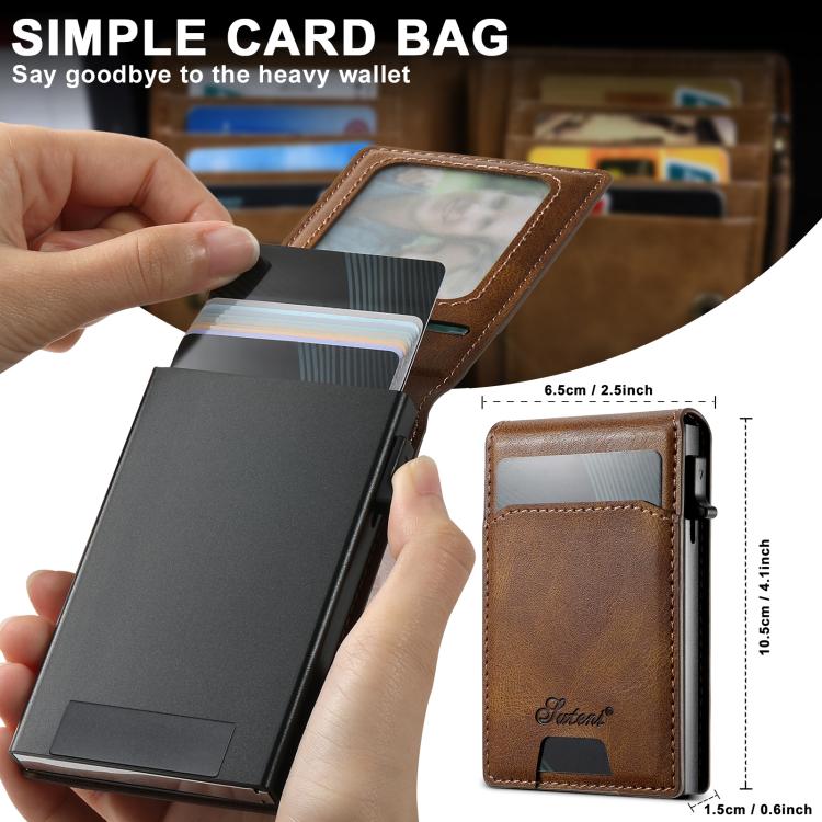 For Samsung Galaxy S25+ 5G Suteni H19 Oil Wax 2-in-1 MagSafe Removable Card Box Back Phone Case(Brown) - Galaxy S25+ 5G Cases by Suteni | Online Shopping South Africa | PMC TechLife | Buy Now Pay Later Mobicred