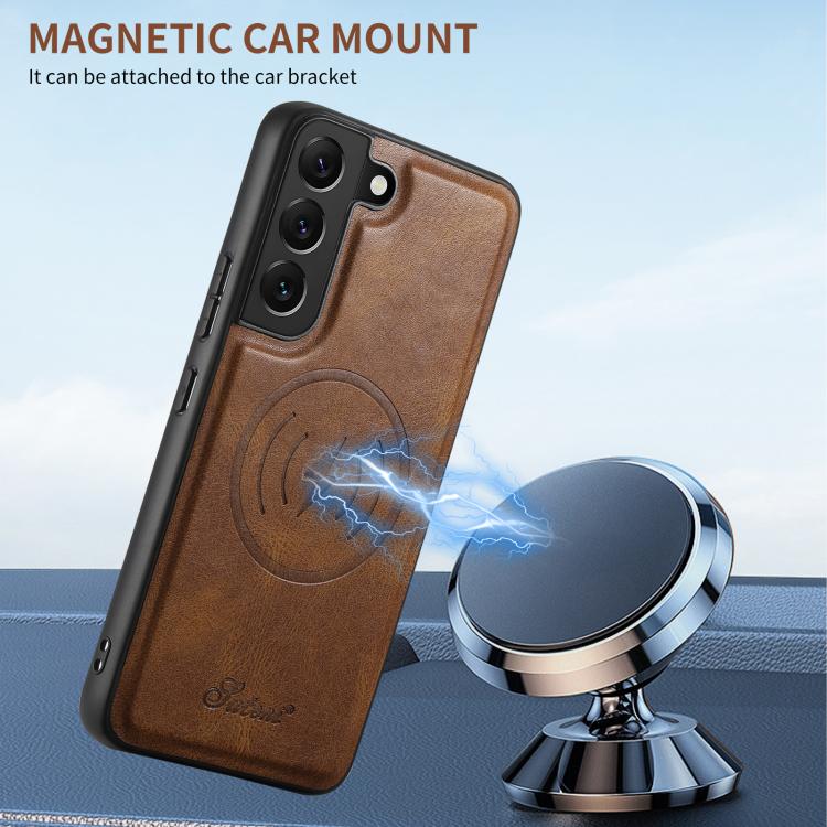 For Samsung Galaxy S25 5G Suteni H19 Oil Wax 2-in-1 MagSafe Removable Card Box Back Phone Case(Black) - Galaxy S25 5G Cases by Suteni | Online Shopping South Africa | PMC TechLife | Buy Now Pay Later Mobicred