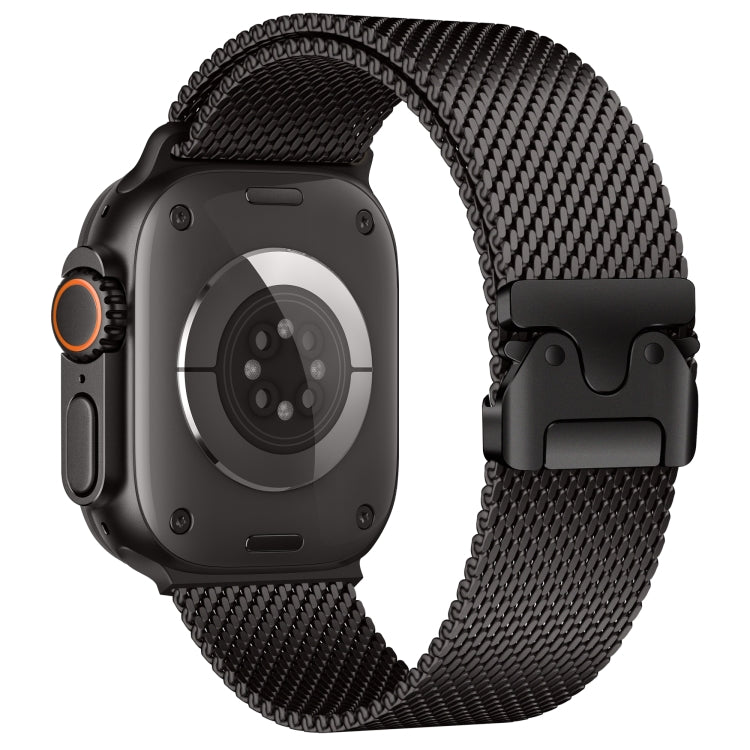 For Apple Watch 42mm / 41mm / 40mm / 38mm Umbrella Buckle Think Milanese Plate Stainless Steel Paracord Buckle Watch Band(Black) - free shipping - PMC TechLife - Order now!