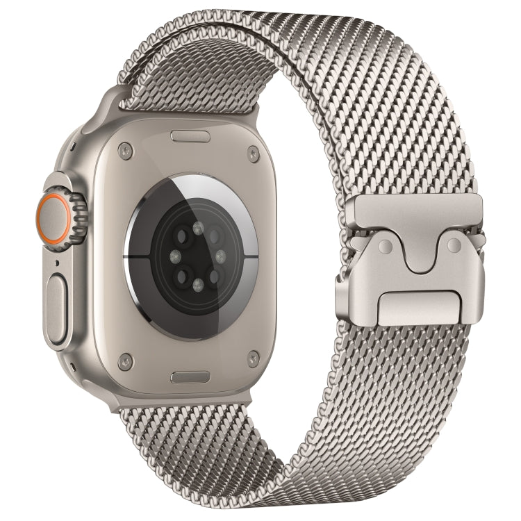 For Apple Watch 42mm / 41mm / 40mm / 38mm Umbrella Buckle Think Milanese Plate Stainless Steel Paracord Buckle Watch Band(Starlight) - free shipping - PMC TechLife - Order now!