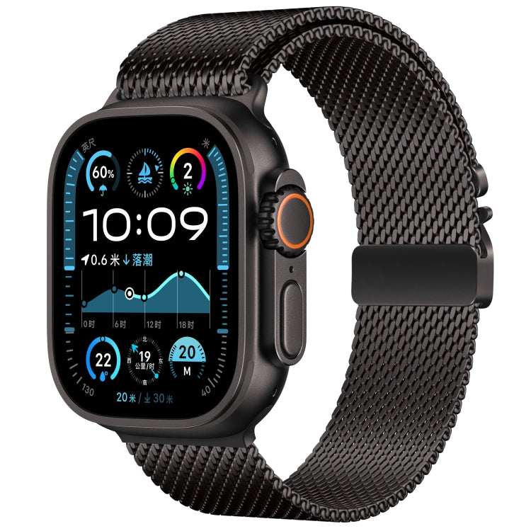 For Apple Watch 46mm / 49mm / 45mm / 44mm Umbrella Buckle Think Milanese Plate Stainless Steel Paracord Buckle Watch Band(Black) - free shipping - PMC TechLife - Order now!
