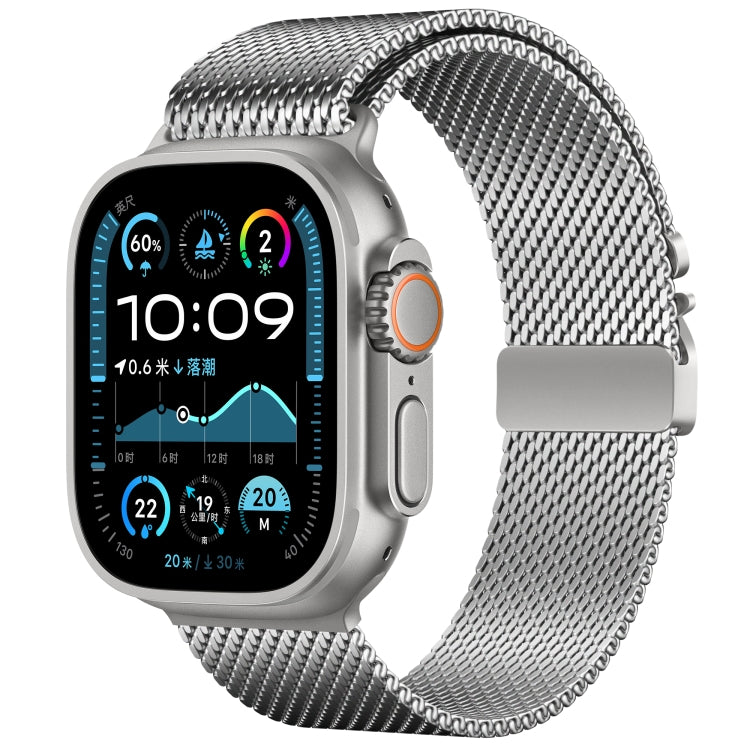 For Apple Watch 46mm / 49mm / 45mm / 44mm Umbrella Buckle Think Milanese Plate Stainless Steel Paracord Buckle Watch Band(Silver) - free shipping - PMC TechLife - Order now!