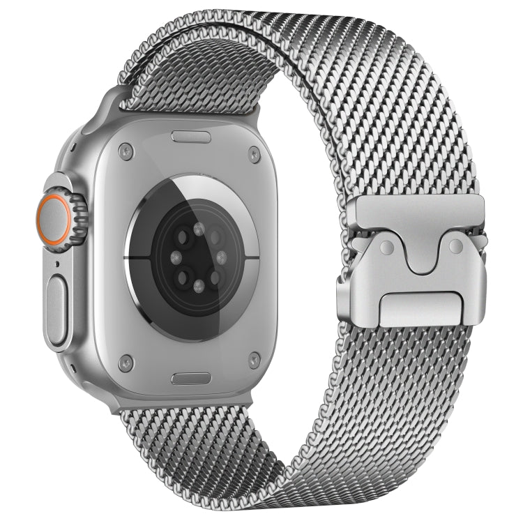 For Apple Watch 46mm / 49mm / 45mm / 44mm Umbrella Buckle Think Milanese Plate Stainless Steel Paracord Buckle Watch Band(Silver) - free shipping - PMC TechLife - Order now!