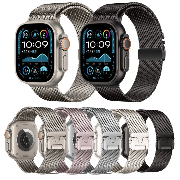 For Apple Watch 46mm / 49mm / 45mm / 44mm Umbrella Buckle Think Milanese Plate Stainless Steel Paracord Buckle Watch Band(Starlight) - free shipping - PMC TechLife - Order now!