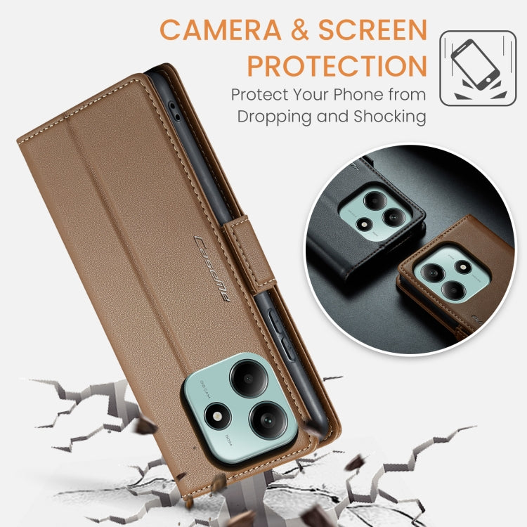 For Redmi Note 14 5G CaseMe 023 Butterfly Buckle Litchi Texture RFID Anti-theft Leather Phone Case(Brown) - Note 14 Cases by CaseMe | Online Shopping South Africa | PMC Jewellery | Buy Now Pay Later Mobicred