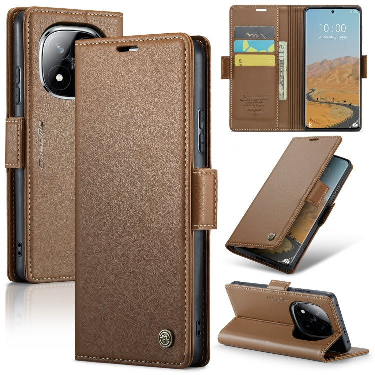 For Redmi Note 14 Pro 5G CaseMe 023 Butterfly Buckle Litchi Texture RFID Anti-theft Leather Phone Case(Brown) - Note 14 Pro Cases by CaseMe | Online Shopping South Africa | PMC Jewellery | Buy Now Pay Later Mobicred