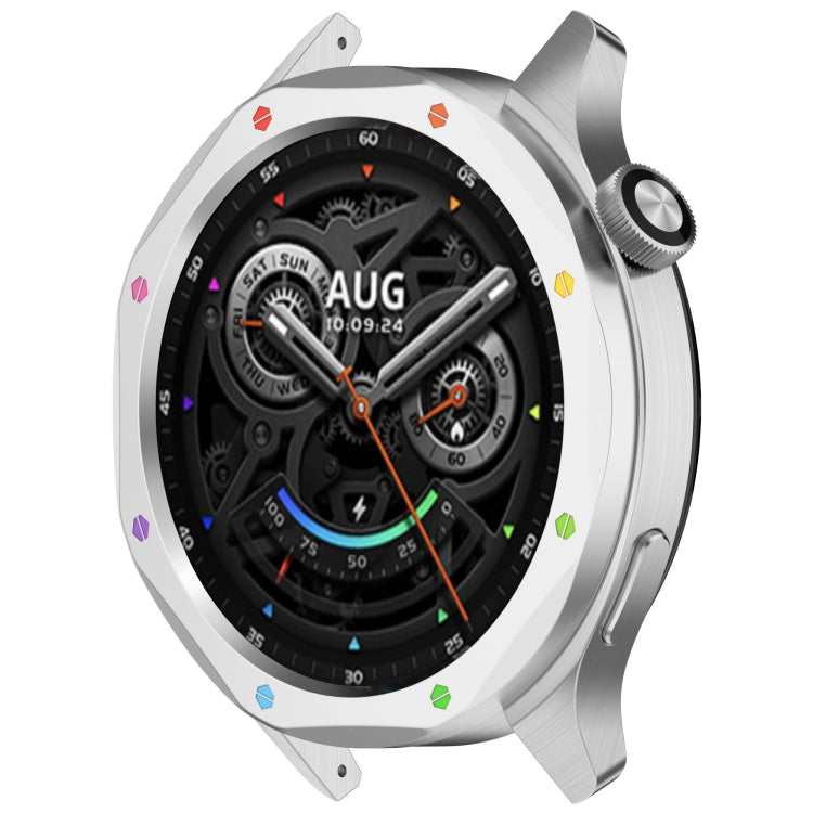 For Xiaomi Watch S4 Tempered Glass Film Hybrid Stainless Steel Watch Protective Ring(Silver Rainbow) - free shipping - PMC TechLife - Order now!