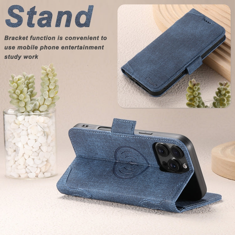 For iPhone 16 Suteni J07 Multi-functional Horizontal MagSafe Denim Leather Phone Case(Blue) - iPhone 16 Cases by Suteni | Online Shopping South Africa | PMC Jewellery | Buy Now Pay Later Mobicred