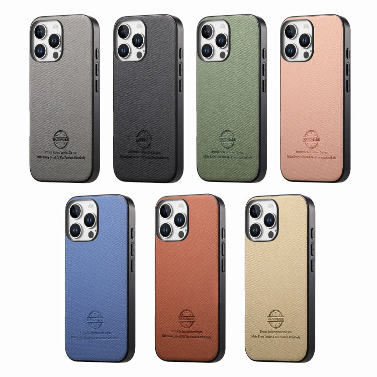 For iPhone 16e Twill Fabric Leather Skin Back Phone Case(Blue) - iPhone 16e Cases by PMC TechLife | Online Shopping South Africa | PMC TechLife | Buy Now Pay Later Mobicred
