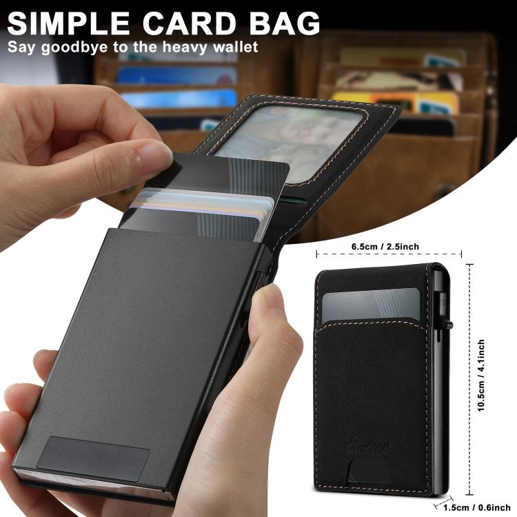 For Samsung Galaxy S25 5G Suteni H19 Litchi Texture 2-in-1 MagSafe Removable Card Case Back Phone Case(Black) - Galaxy S25 5G Cases by Suteni | Online Shopping South Africa | PMC TechLife | Buy Now Pay Later Mobicred