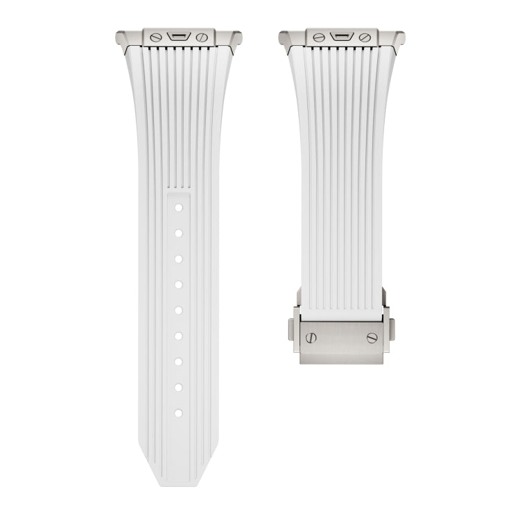 For Samsung Galaxy Watch Ultra 47mm / Ultra 2025 Titanium Connector Silver Buckle Silicone Watch Band(White) - free shipping - PMC TechLife - Order now!