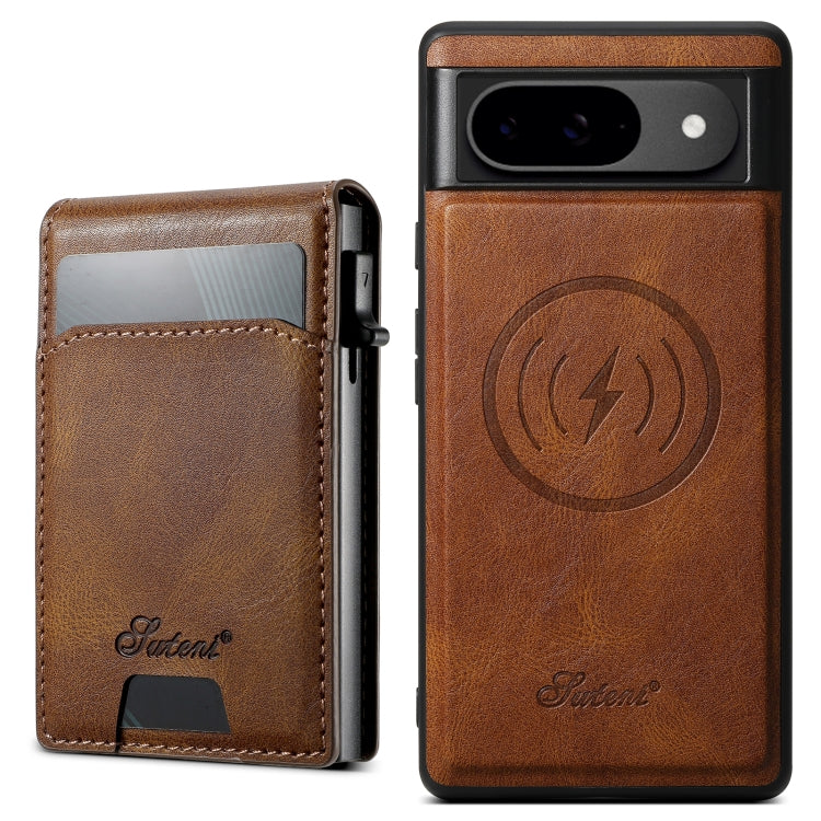 For Google Pixel 9 Pro Suteni H19 Oil Wax 2-in-1 MagSafe Removable Card Box Back Phone Case(Brown) - free shipping - PMC TechLife - Order now!