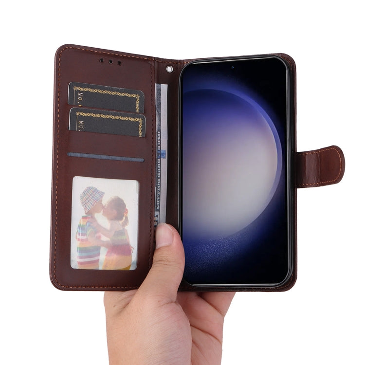 For Samsung Galaxy S25 5G ENKAY Card Wallet Calf Texture Leather Phone Case with Screen Film(Red) - Galaxy S25 5G Cases by ENKAY | Online Shopping South Africa | PMC Jewellery | Buy Now Pay Later Mobicred
