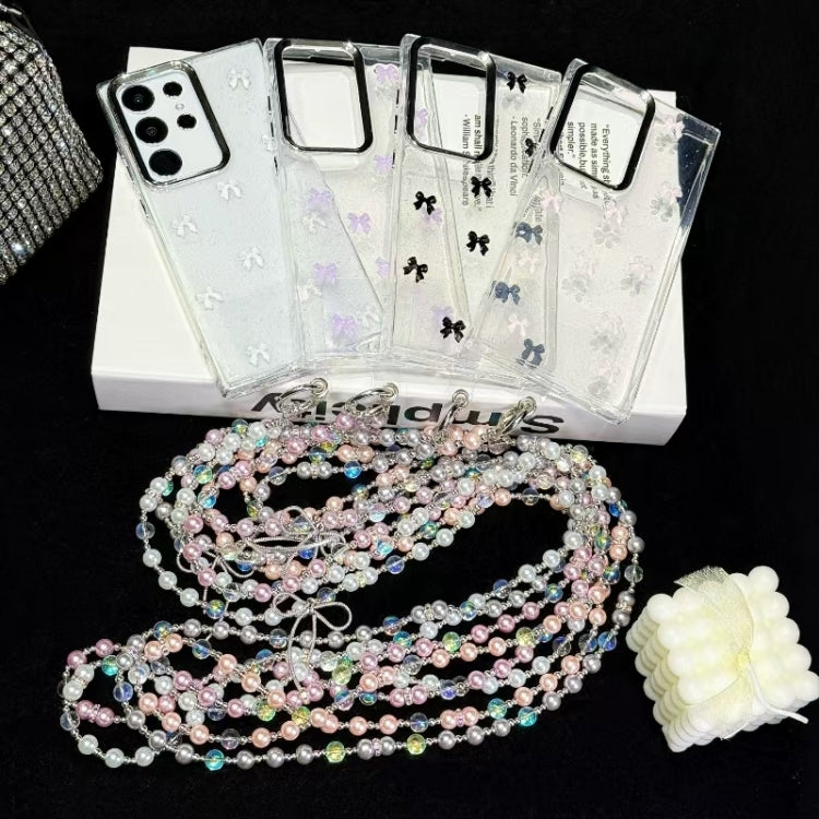 For Samsung Galaxy S25 Ultra 5G Little Fresh Bow Neck Chain TPU Phone Case(White) - Galaxy S25 Ultra 5G Cases by PMC Jewellery | Online Shopping South Africa | PMC Jewellery | Buy Now Pay Later Mobicred