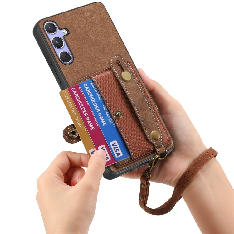 For Samsung Galaxy S25 Ultra 5G Retro Cross Wristband Wallet Leather Back Phone Case(Brown) - Galaxy S25 Ultra 5G Cases by PMC Jewellery | Online Shopping South Africa | PMC Jewellery | Buy Now Pay Later Mobicred