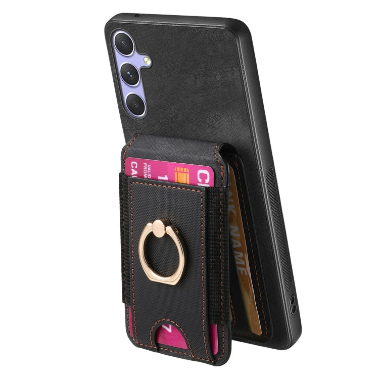 For Samsung Galaxy S25 5G Retro Splitable Magnetic Stand Card Bag Leather Phone Case(Black) - Galaxy S25 5G Cases by PMC Jewellery | Online Shopping South Africa | PMC Jewellery | Buy Now Pay Later Mobicred