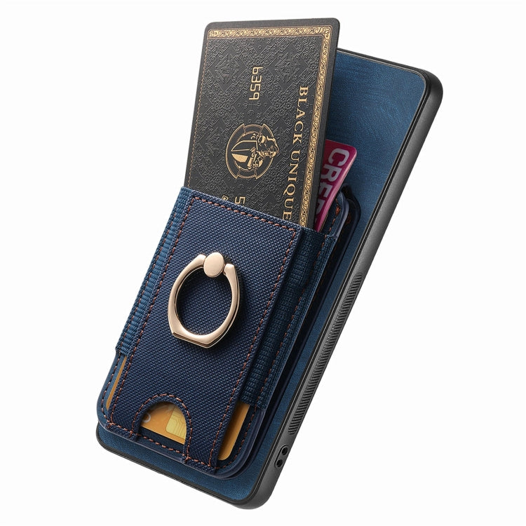 For Samsung Galaxy S25 5G Retro Splitable Magnetic Stand Card Bag Leather Phone Case(Blue) - Galaxy S25 5G Cases by PMC Jewellery | Online Shopping South Africa | PMC Jewellery | Buy Now Pay Later Mobicred