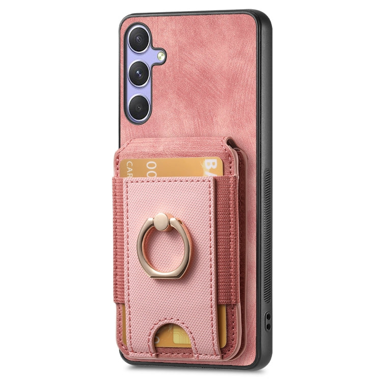 For Samsung Galaxy S25 5G Retro Splitable Magnetic Stand Card Bag Leather Phone Case(Pink) - Galaxy S25 5G Cases by PMC Jewellery | Online Shopping South Africa | PMC Jewellery | Buy Now Pay Later Mobicred