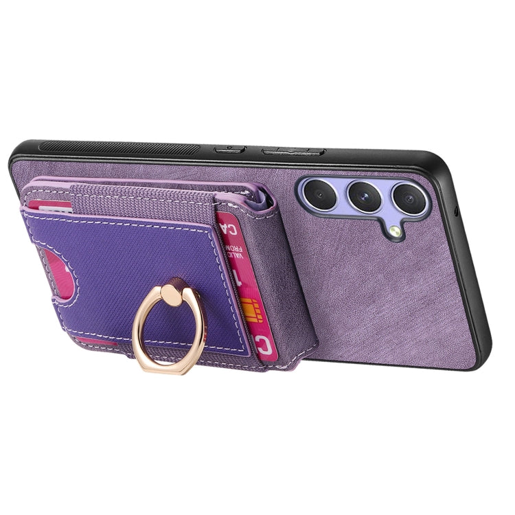 For Samsung Galaxy S25 5G Retro Splitable Magnetic Stand Card Bag Leather Phone Case(Purple) - Galaxy S25 5G Cases by PMC Jewellery | Online Shopping South Africa | PMC Jewellery | Buy Now Pay Later Mobicred