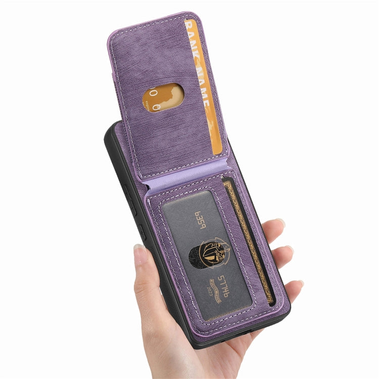 For Samsung Galaxy S25 5G Retro Splitable Magnetic Stand Card Bag Leather Phone Case(Purple) - Galaxy S25 5G Cases by PMC Jewellery | Online Shopping South Africa | PMC Jewellery | Buy Now Pay Later Mobicred