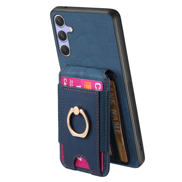 For Samsung Galaxy S25+ 5G Retro Splitable Magnetic Stand Card Bag Leather Phone Case(Blue) - Galaxy S25+ 5G Cases by PMC Jewellery | Online Shopping South Africa | PMC Jewellery | Buy Now Pay Later Mobicred