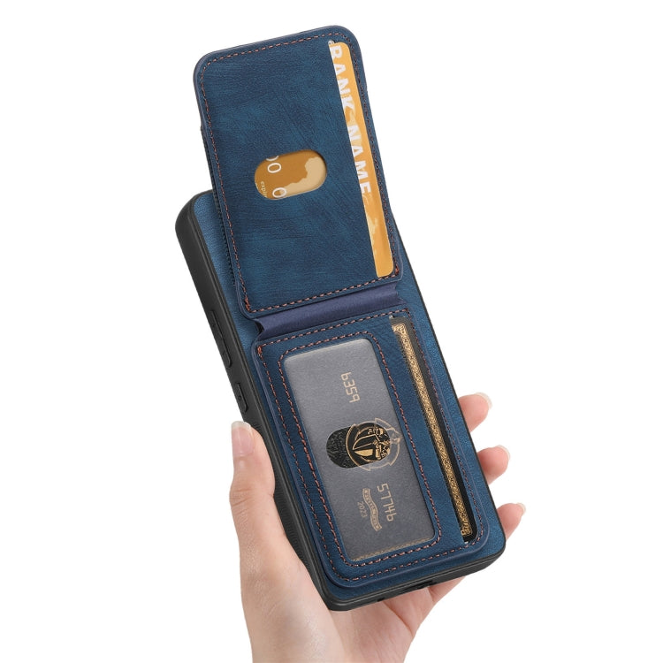For Samsung Galaxy S25+ 5G Retro Splitable Magnetic Stand Card Bag Leather Phone Case(Blue) - Galaxy S25+ 5G Cases by PMC Jewellery | Online Shopping South Africa | PMC Jewellery | Buy Now Pay Later Mobicred