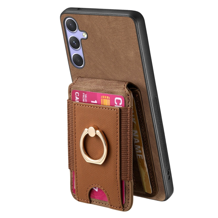 For Samsung Galaxy S25+ 5G Retro Splitable Magnetic Stand Card Bag Leather Phone Case(Brown) - Galaxy S25+ 5G Cases by PMC Jewellery | Online Shopping South Africa | PMC Jewellery | Buy Now Pay Later Mobicred