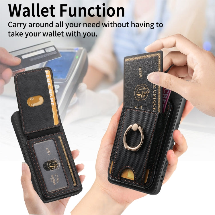 For Samsung Galaxy S25 Ultra 5G Retro Splitable Magnetic Stand Card Bag Leather Phone Case(Black) - Galaxy S25 Ultra 5G Cases by PMC Jewellery | Online Shopping South Africa | PMC Jewellery | Buy Now Pay Later Mobicred