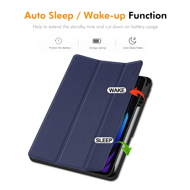 For Xiaomi Pad 7 / 7 Pro 11.2 ENKAY Tri-fold Custer Texture TPU Leather Smart Tablet Case with Pen Slot(Dark Green) - free shipping - PMc TechLife - Order now!