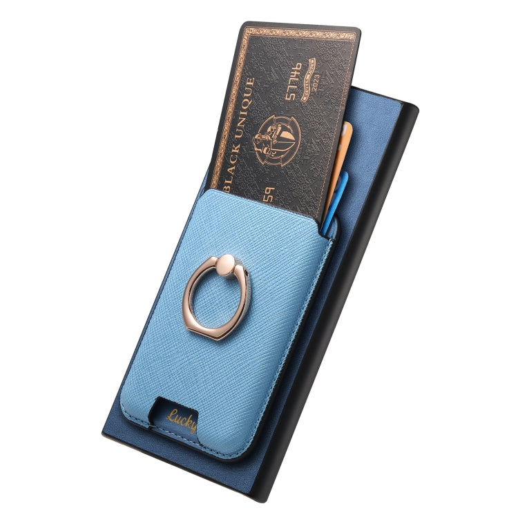 For Samsung Galaxy S25 Ultra 5G Retro Cross Leather Ring Vertical Insert Card Bag MagSafe Phone Case(Blue) - Galaxy S25 Ultra 5G Cases by PMC Jewellery | Online Shopping South Africa | PMC Jewellery | Buy Now Pay Later Mobicred