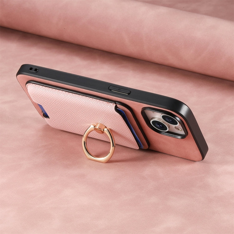 For Samsung Galaxy S25 Ultra 5G Retro Cross Leather Ring Vertical Insert Card Bag MagSafe Phone Case(Pink) - Galaxy S25 Ultra 5G Cases by PMC Jewellery | Online Shopping South Africa | PMC Jewellery | Buy Now Pay Later Mobicred