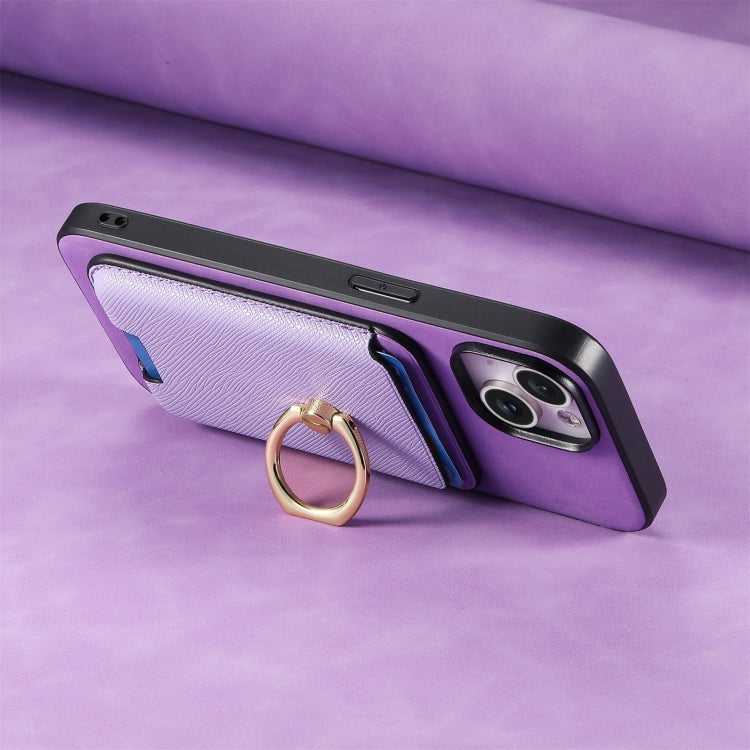 For Samsung Galaxy S25 Ultra 5G Retro Cross Leather Ring Vertical Insert Card Bag MagSafe Phone Case(Purple) - Galaxy S25 Ultra 5G Cases by PMC Jewellery | Online Shopping South Africa | PMC Jewellery | Buy Now Pay Later Mobicred