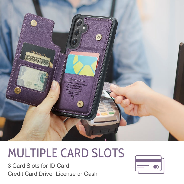 For Samsung Galaxy S25 5G CaseMe C22 Card Slots Holder RFID Anti-theft Phone Case(Purple) - Galaxy S25 5G Cases by CaseMe | Online Shopping South Africa | PMC Jewellery | Buy Now Pay Later Mobicred