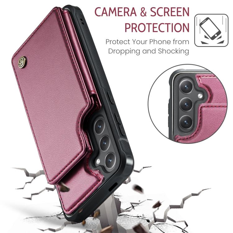 For Samsung Galaxy S25+ 5G CaseMe C22 Card Slots Holder RFID Anti-theft Phone Case(Red) - Galaxy S25+ 5G Cases by CaseMe | Online Shopping South Africa | PMC Jewellery | Buy Now Pay Later Mobicred