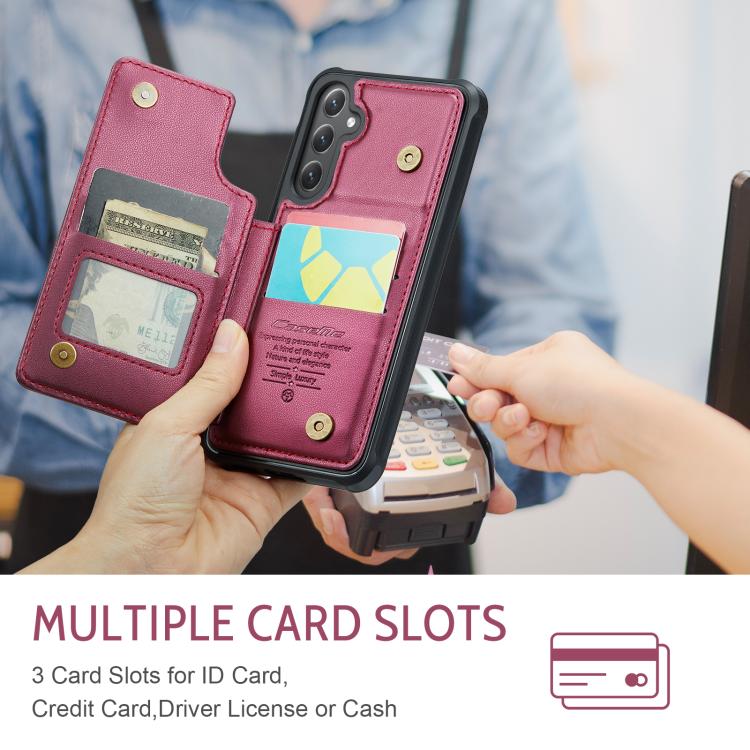 For Samsung Galaxy S25+ 5G CaseMe C22 Card Slots Holder RFID Anti-theft Phone Case(Red) - Galaxy S25+ 5G Cases by CaseMe | Online Shopping South Africa | PMC Jewellery | Buy Now Pay Later Mobicred