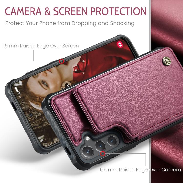 For Samsung Galaxy S25+ 5G CaseMe C22 Card Slots Holder RFID Anti-theft Phone Case(Red) - Galaxy S25+ 5G Cases by CaseMe | Online Shopping South Africa | PMC Jewellery | Buy Now Pay Later Mobicred