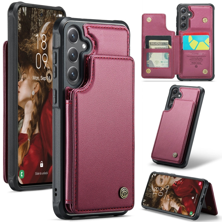 For Samsung Galaxy S25+ 5G CaseMe C22 Card Slots Holder RFID Anti-theft Phone Case(Red) - Galaxy S25+ 5G Cases by CaseMe | Online Shopping South Africa | PMC Jewellery | Buy Now Pay Later Mobicred