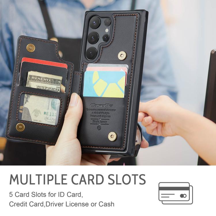 For Samsung Galaxy S25 Ultra 5G CaseMe C22 Card Slots Holder RFID Anti-theft Phone Case(Black) - Galaxy S25 Ultra 5G Cases by CaseMe | Online Shopping South Africa | PMC Jewellery | Buy Now Pay Later Mobicred