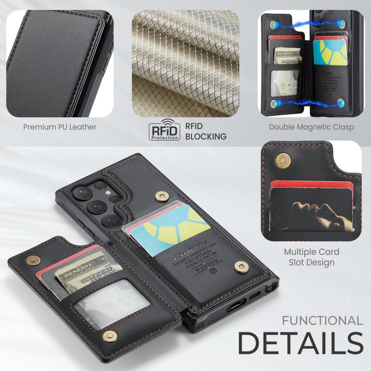 For Samsung Galaxy S25 Ultra 5G CaseMe C22 Card Slots Holder RFID Anti-theft Phone Case(Black) - Galaxy S25 Ultra 5G Cases by CaseMe | Online Shopping South Africa | PMC Jewellery | Buy Now Pay Later Mobicred
