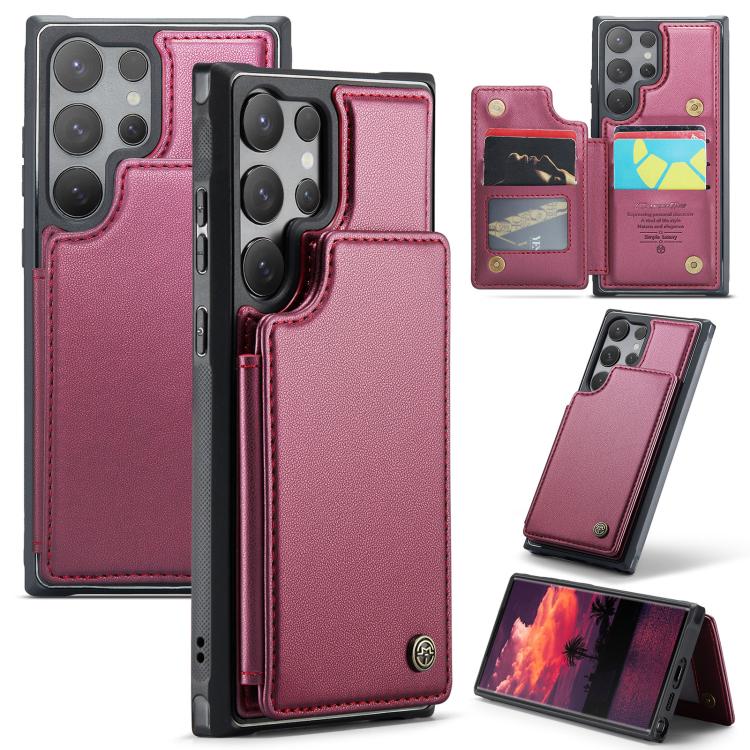 For Samsung Galaxy S25 Ultra 5G CaseMe C22 Card Slots Holder RFID Anti-theft Phone Case(Red) - Galaxy S25 Ultra 5G Cases by CaseMe | Online Shopping South Africa | PMC Jewellery | Buy Now Pay Later Mobicred