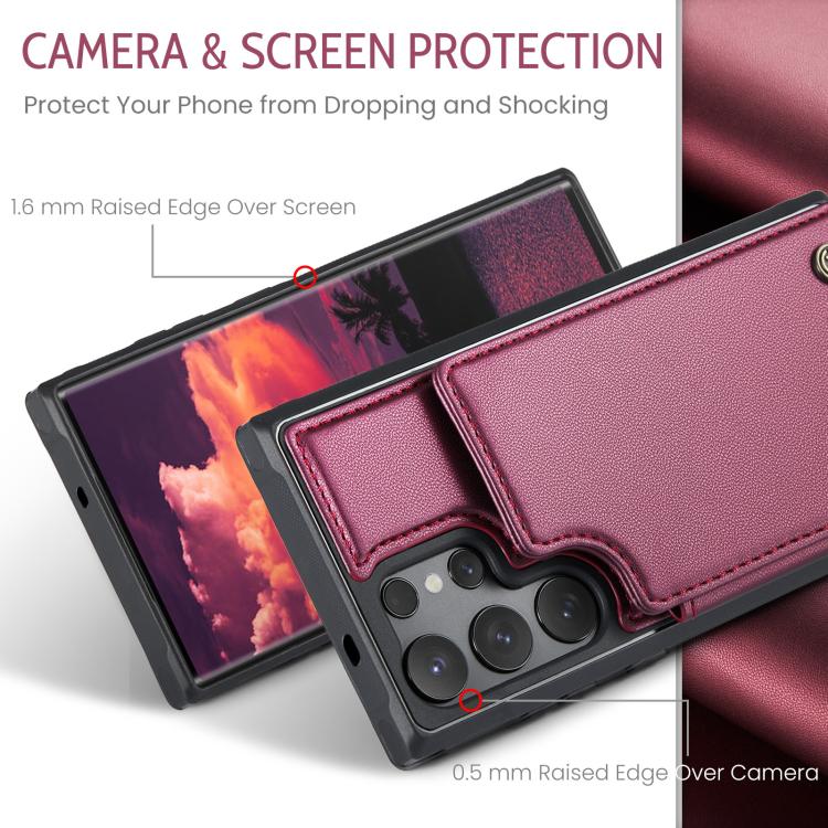 For Samsung Galaxy S25 Ultra 5G CaseMe C22 Card Slots Holder RFID Anti-theft Phone Case(Red) - Galaxy S25 Ultra 5G Cases by CaseMe | Online Shopping South Africa | PMC Jewellery | Buy Now Pay Later Mobicred