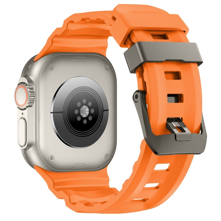 For Apple Watch 46mm / 49mm / 45mm / 44mm Wild Path Grey Buckle Thickened Silicone Watch Band(Orange) - free shipping - PMC TechLife - Order now!