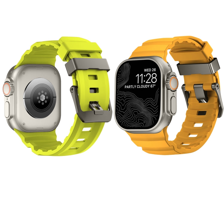 For Apple Watch 46mm / 49mm / 45mm / 44mm Wild Path Grey Buckle Thickened Silicone Watch Band(Orange) - free shipping - PMC TechLife - Order now!