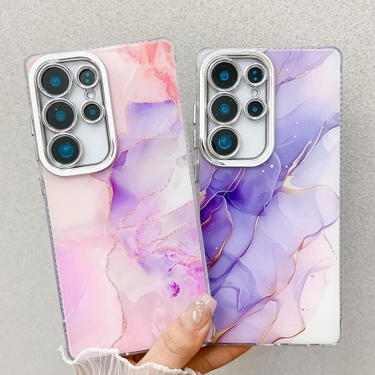 For Samsung Galaxy S25 Ultra 5G Electroplated Marble Texture Phone Case(Blue Purple M10) - Galaxy S25 Ultra 5G Cases by PMC Jewellery | Online Shopping South Africa | PMC Jewellery | Buy Now Pay Later Mobicred