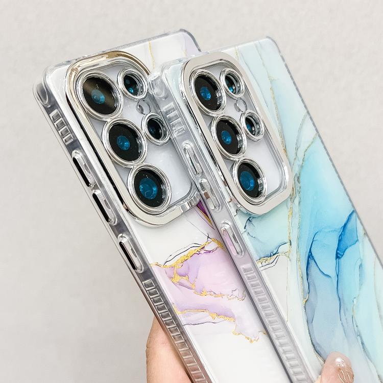 For Samsung Galaxy S25 Ultra 5G Electroplated Marble Texture Phone Case(Pink M2) - Galaxy S25 Ultra 5G Cases by PMC Jewellery | Online Shopping South Africa | PMC Jewellery | Buy Now Pay Later Mobicred