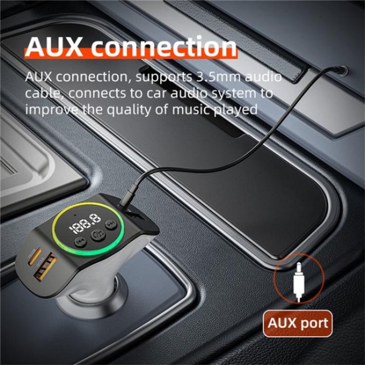 C8 Bluetooth 5.3 Receiver Hands-Free Calling with AUX Port Dual USB Port Car Charger(Grey) - Bluetooth Car Kits by PMC TechLife | Online Shopping South Africa | PMC TechLife | Buy Now Pay Later Mobicred