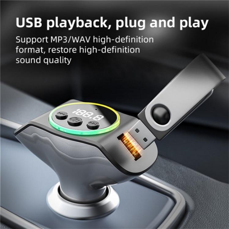 C8 Bluetooth 5.3 Receiver Hands-Free Calling with AUX Port Dual USB Port Car Charger(Black) - Bluetooth Car Kits by PMC TechLife | Online Shopping South Africa | PMC TechLife | Buy Now Pay Later Mobicred