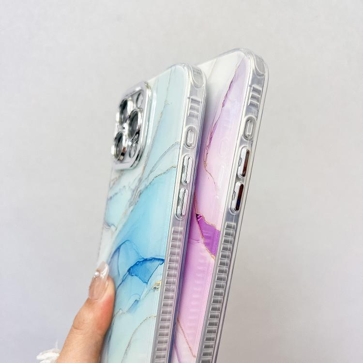 For iPhone 16e Electroplated Marble Texture Phone Case(Light Purple M6) - iPhone 16e Cases by PMC TechLife | Online Shopping South Africa | PMC TechLife | Buy Now Pay Later Mobicred