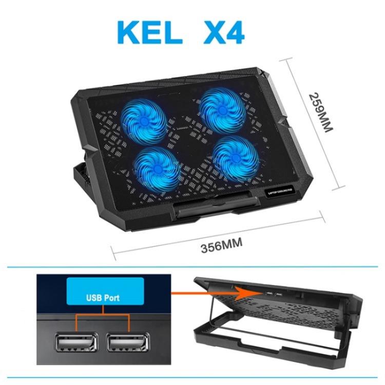 X4 4 Fan 7-Speed Control Noiseless Height Adjustable Stand Laptop Cooling Pad - Cooling Pads by PMC TechLife | Online Shopping South Africa | PMC TechLife | Buy Now Pay Later Mobicred